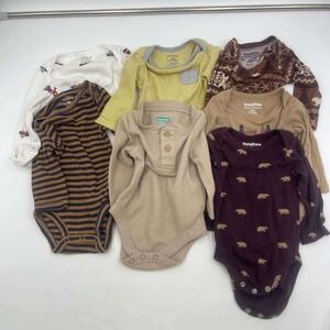 lot of 7 Baby Boy Long Sleeve Bodysuit Onesie Bundle lot of 7 5 0-3, 3M